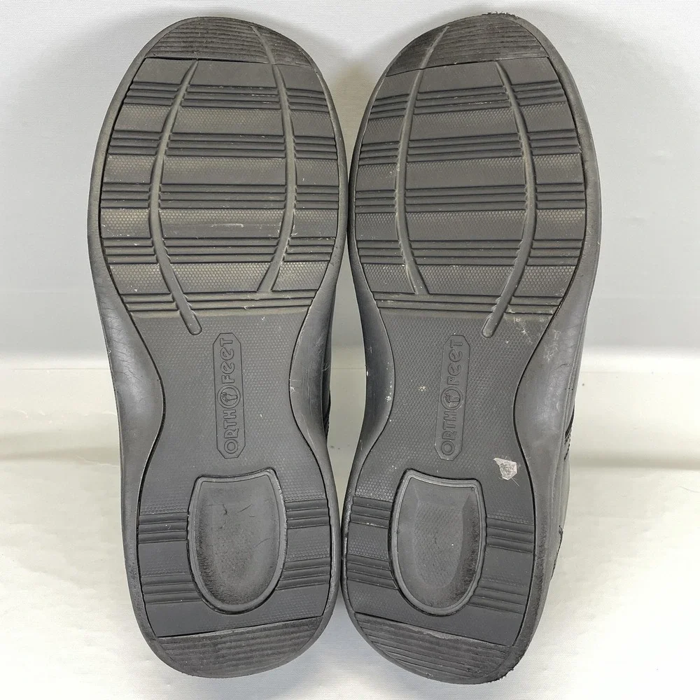 Orthofeet 465 Gramercy Shoes Mens Size 14 Wide 2E Black Leather Orthopedic